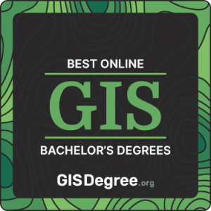 Award badge for the best online GIS program rankings