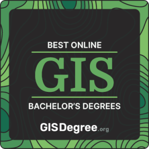 Award badge for the best online GIS program rankings.